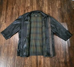 Robert Comstock Endurance Leather Black Zip Up Bomber Jacket Men's Size XL 44